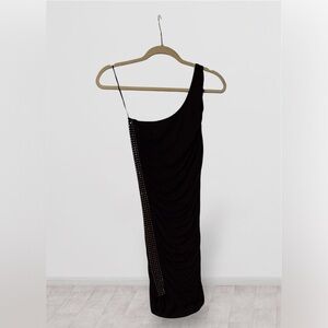 Guess Black One-Shoulder Dress with Silver Accents